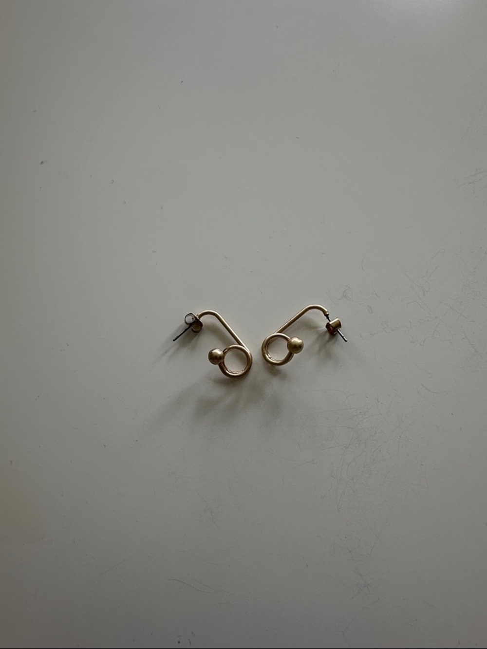 Minimalist Gold Loop and Ball Stud Earrings - Women Jewelry